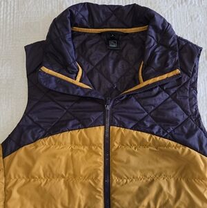 Flylow Puffer Vest in Purple and Gold, Size Small